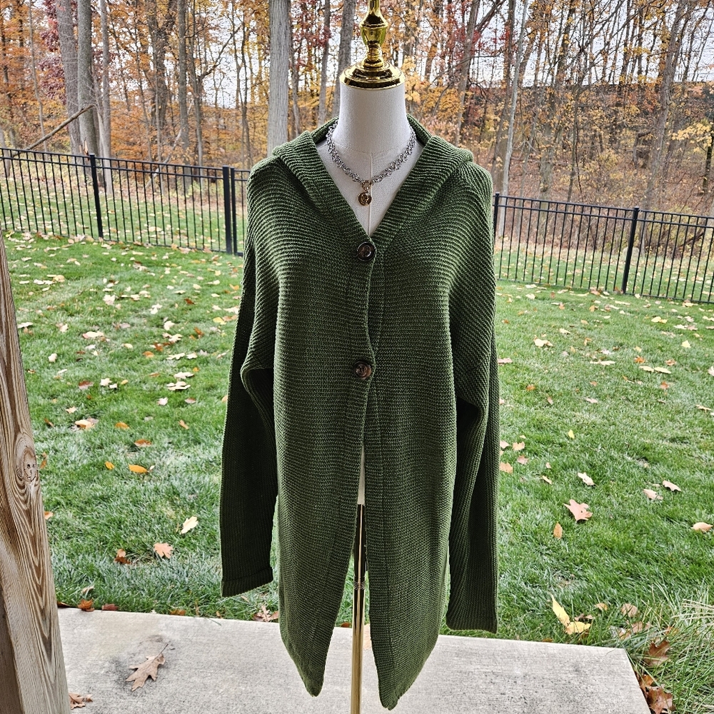 Green Hooded Cardigan
